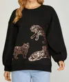 She + Sky Carol Tiger Sweatshirt In Black