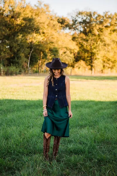 She + Sky Carson Midi Skirt In Green