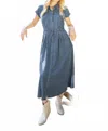 She + Sky Chambray Button Down Dress In Blue In Blue