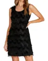 She + Sky Chevron Fringe Dress In Black In Black