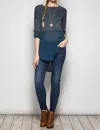 She + Sky Chiffon Contrast Tunic In Teal Blue