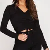 SHE + SKY COLLARED DRAWSTRING FRONT TOP