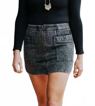 She + Sky Corduroy Mini Skirt In Charcoal