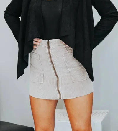 She + Sky Corduroy Mini Skirt In Stone