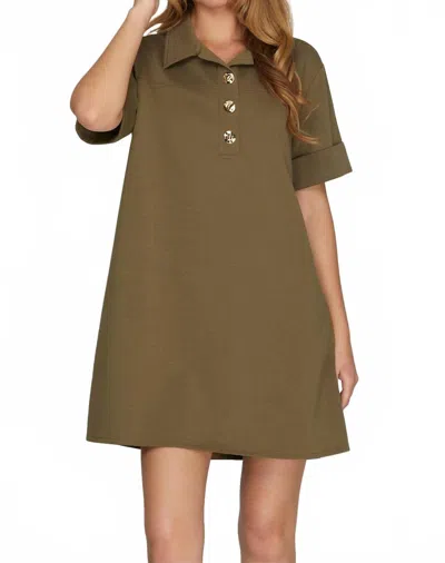 She + Sky Debbie Mini Shift Dress In Olive In Green
