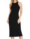 She + Sky Delilah Cross Back Ribbed Knit Bodycon Midi Dress In Black In Black