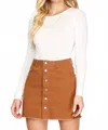 She + Sky Demin Button Down Skirt In Rust In Multi