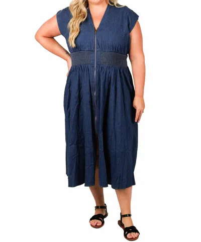 She + Sky Denim Darling Midi Dress In Blue
