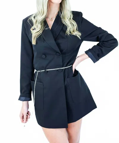 She + Sky Downtown Stroll Blazer Dress In Black In Blue