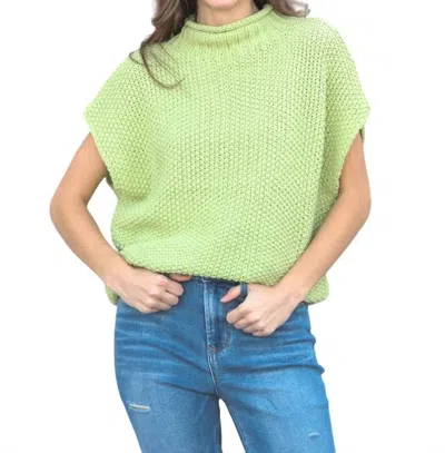 She + Sky Drop Shoulder Mockneck Sweater In Avocado In Green