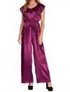 She + Sky Drop Shoulder Pleated Jumpsuit In Magenta In Pink