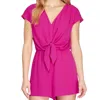 She + Sky Drop Shoulder Romper In Fuchsia In Pink