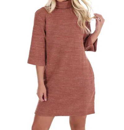 She + Sky Fall Muse Turtleneck Mini Dress In Light Cinnamon In Brown