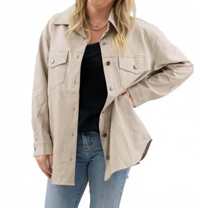 She + Sky Faux Leather Shacket In Cream In Neutral