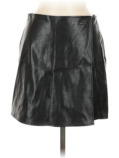 Pre-owned She + Sky Faux Leather Skirt In Black