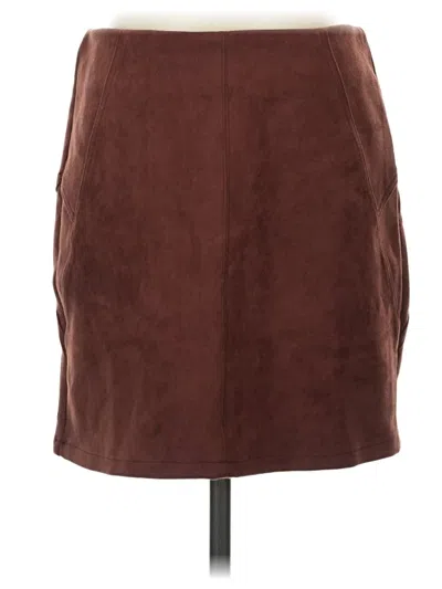 Pre-owned She + Sky Faux Leather Skirt In Brown