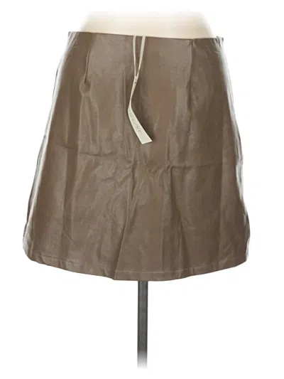 She + Sky Faux Leather Skirt In Tan