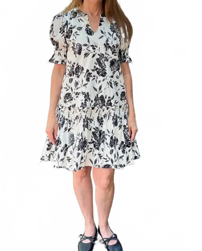 She + Sky Floral Midi Dress In Black And White