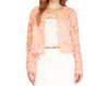 She + Sky Flower Appliqué 3d Mesh Short Jacket Cardigan In Pink In Red