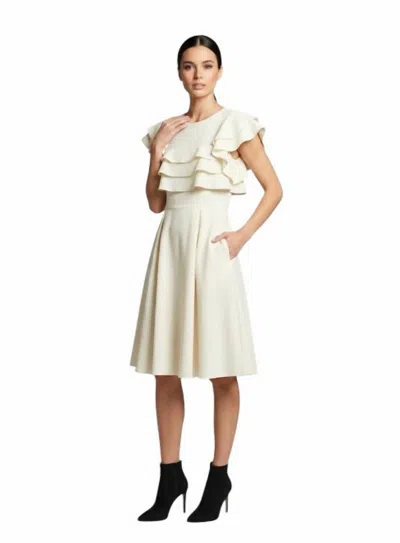 She + Sky Flutter Sleeve Heavy Knit Dress In Off White