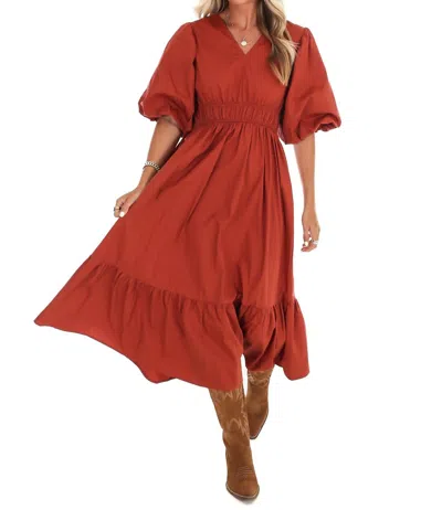 She + Sky Forget Me Not Midi Dress In Cinnamon In Red
