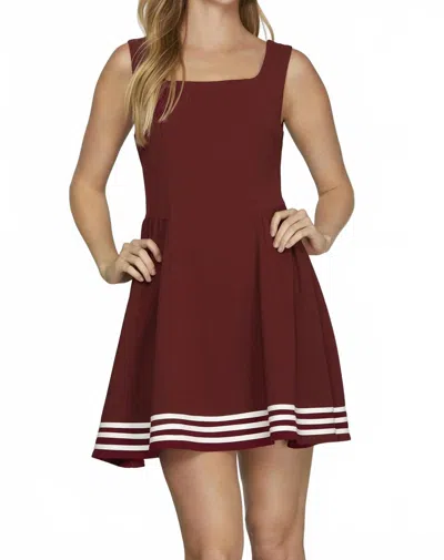 She + Sky Game Day Sleeveless Square Neck Mini Dress In Burgundy In Red