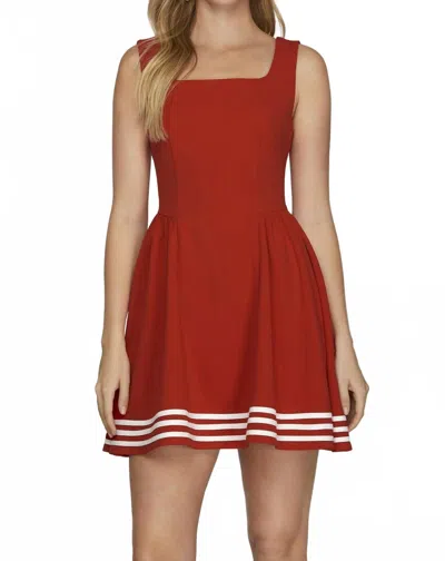 She + Sky Game Day Sleeveless Square Neck Mini Dress In Red In Brown