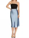 She + Sky Georgina Midi Skirt In Dusty Blue In Multi