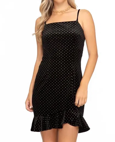 She + Sky Glitter Polka Dot Velvet Bodycon Dress In Black