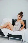 She + Sky Grace In Lace Set In Mocha In Multi