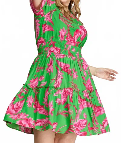She + Sky Half Sleeve Woven Dress - Plus In Green