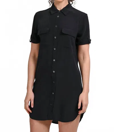 She + Sky Hand Pockets With Cuffed Sleeves Dress In Black