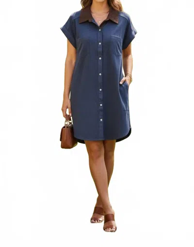 She + Sky High Street Tailored Mini Shirt Dress In Blue