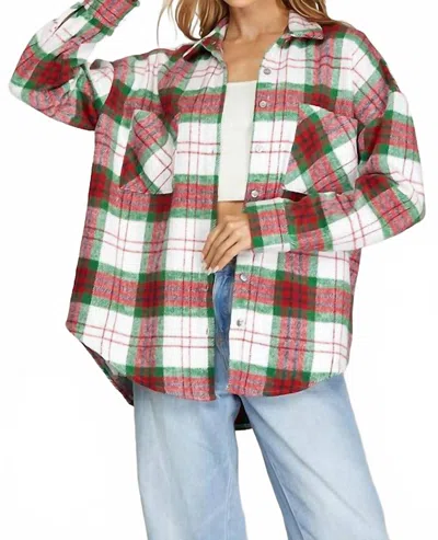 She + Sky Holly Shacket In Red/green In Multi