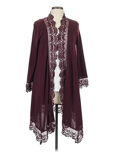 Pre-owned She + Sky Kimono In Burgundy