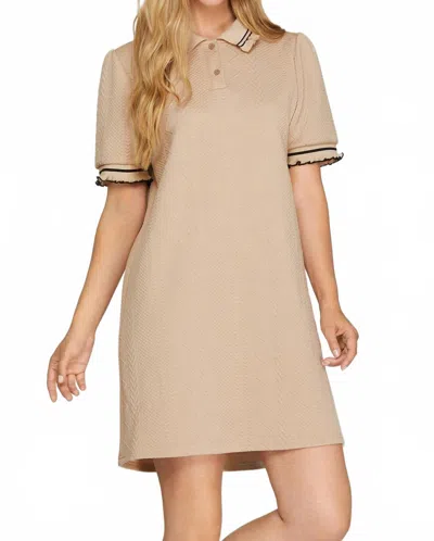 She + Sky Knit Mini Dress In Taupe In Brown