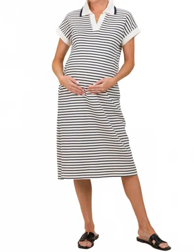 She + Sky Leah Midi Dress In Navy And White