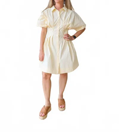 She + Sky Lemon Ice Button Front Pleated Shirt Dress In Yellow In Neutral