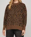 She + Sky Leopard Pattern Sweater In Brown In Multi
