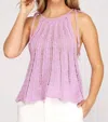 She + Sky Like You Do Crochet Top In Lilac In Blue