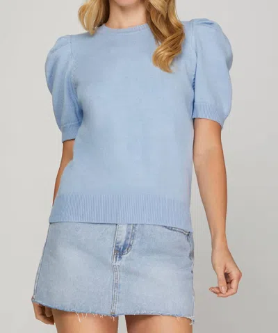 She + Sky Lillian Sweater In Light Blue