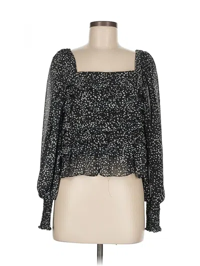 Pre-owned She + Sky Long Sleeve Blouse In Black