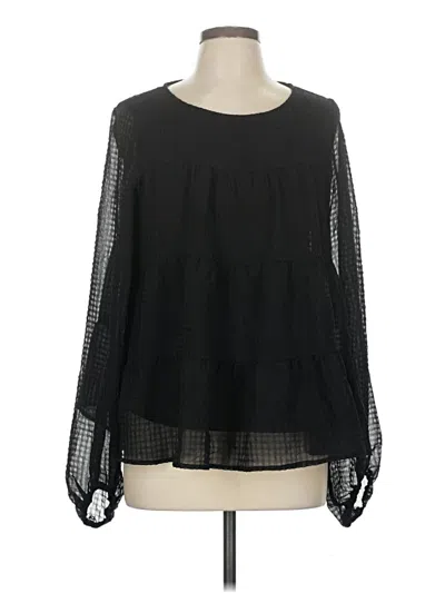 Pre-owned She + Sky Long Sleeve Blouse In Black