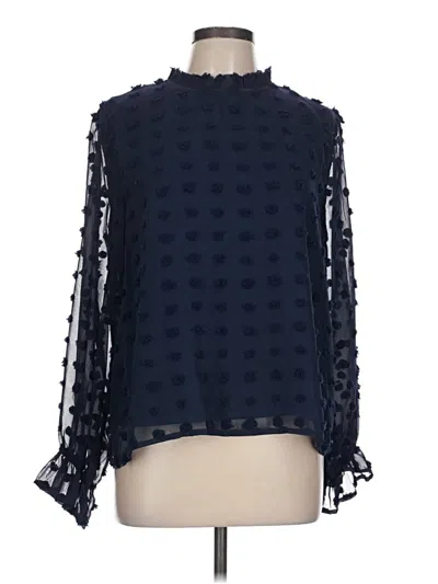 Pre-owned She + Sky Long Sleeve Blouse In Blue