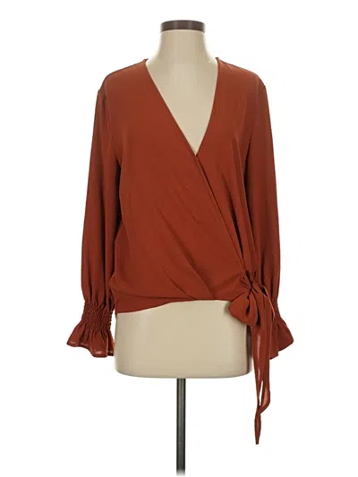 Pre-owned She + Sky Long Sleeve Blouse In Brown
