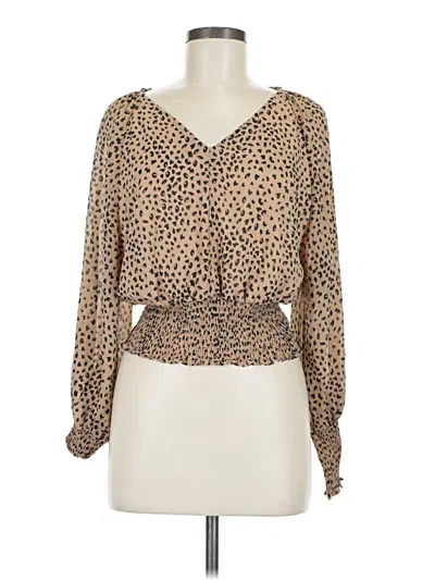 Pre-owned She + Sky Long Sleeve Blouse In Brown