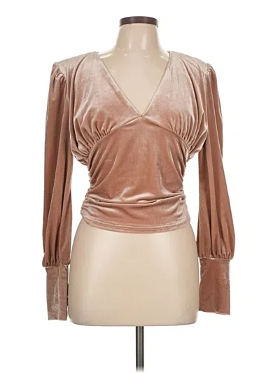 Pre-owned She + Sky Long Sleeve Blouse In Brown