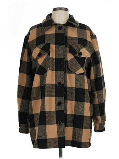 Pre-owned She + Sky Long Sleeve Blouse In Brown