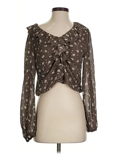 Pre-owned She + Sky Long Sleeve Blouse In Brown