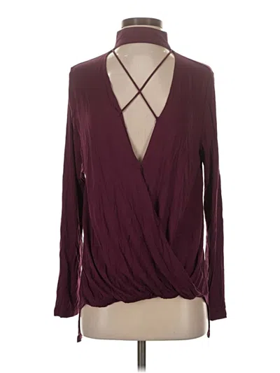 Pre-owned She + Sky Long Sleeve Blouse In Burgundy